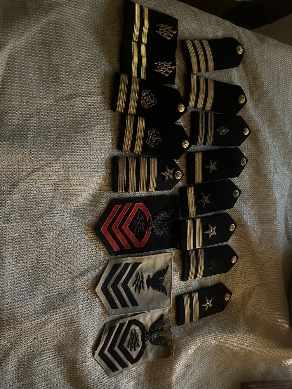 Men's Black Naval Rank Shoulder Boards and Chevrons Set